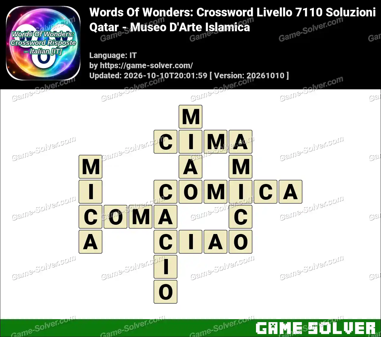 Words Of Wonders: Crossword Livello 7110 Soluzioni – Qatar – Museo D’Arte Islamica